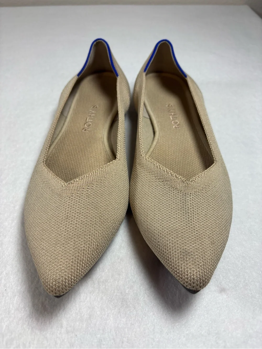 Rothy’s The Point Flats Women’s Size 9.5 Beige Knit Pointed Toe Washable